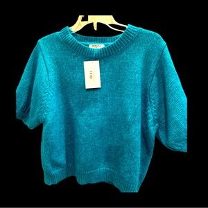 Zeana Sweater-NWT Vibrant Blue Short Sleeve Sweater-Sz Medium Cozy Soft